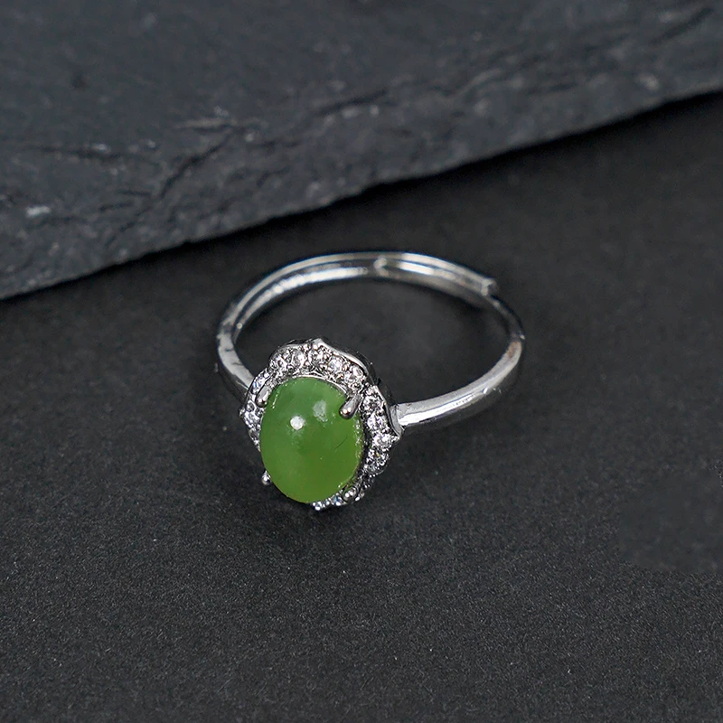 天然和田玉碧玉戒指新中式开口可调节戒圈多样性发一-3220