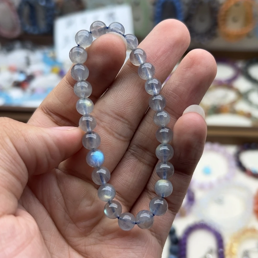 水晶未镶嵌手链7.2咪灰月光