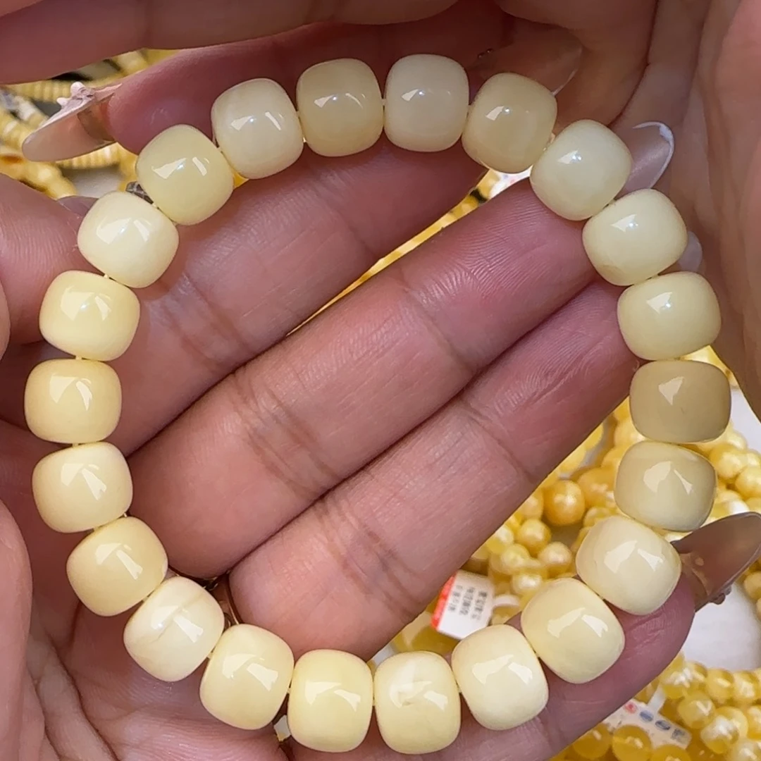 未镶嵌蜜蜡手链奶白老型手串