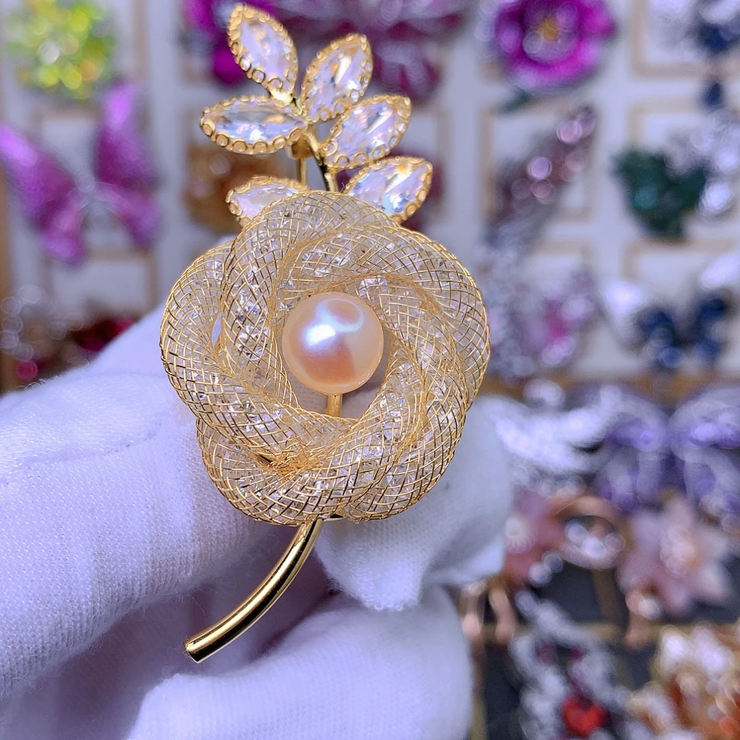 合成立方氧化锆铜胸针胸花