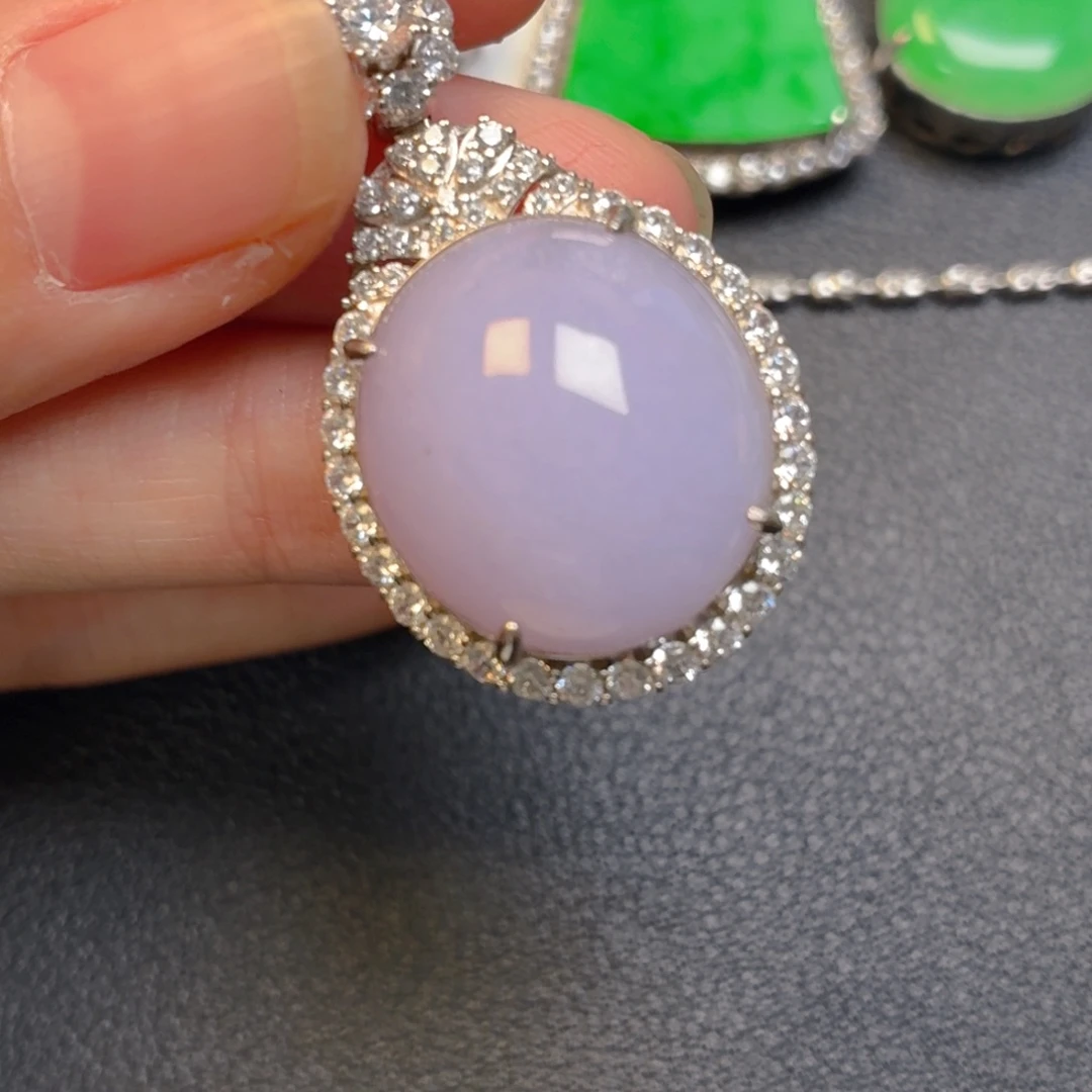 翡翠银S925镶嵌吊坠(不含链)