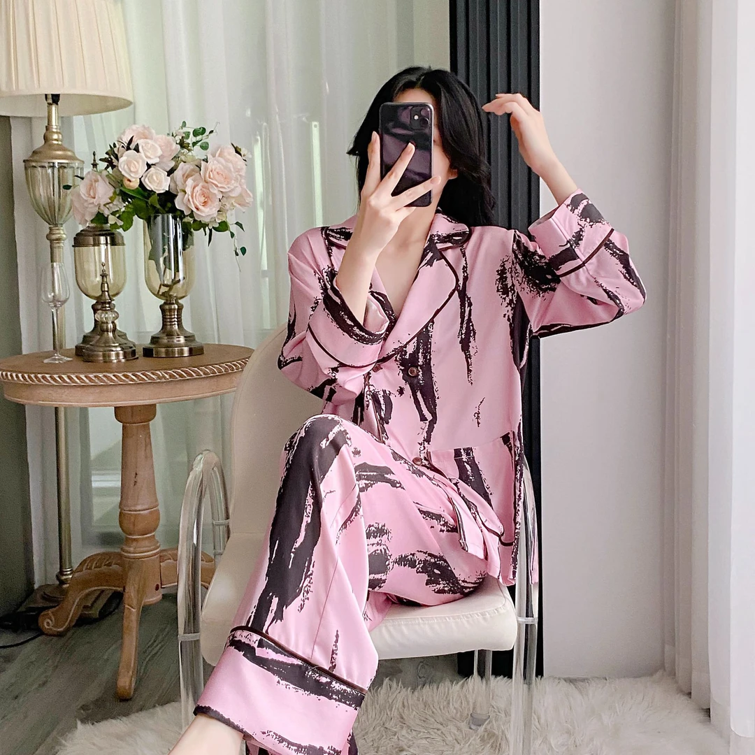 《粉色霓裳》华丽精美高级有调性浪漫女士睡衣长袖长裤性感套装22