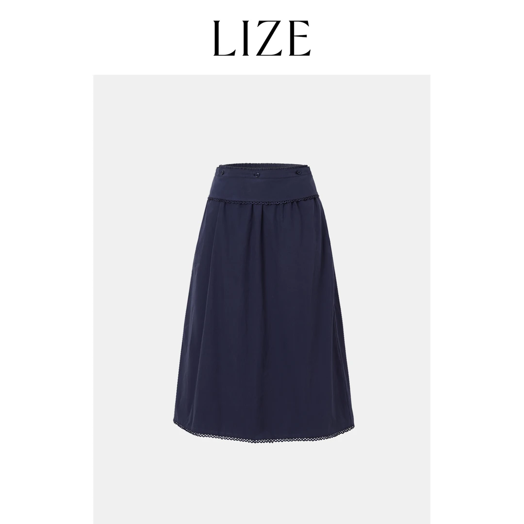 LIZE【莱茵往事】定织100棉.极简钩花半身裙ZEB0109