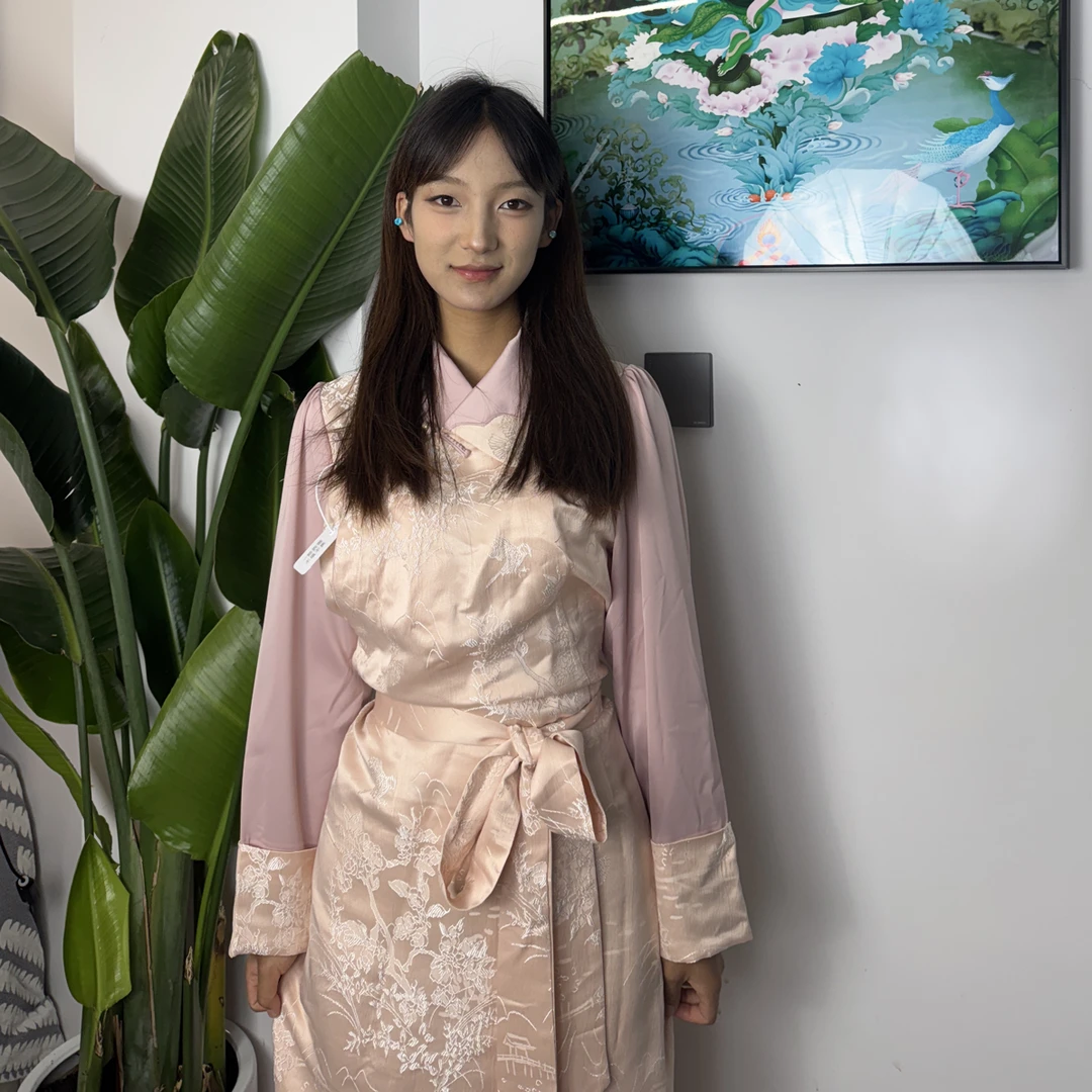 纱袖拼接色印花民族风藏式博拉长裙休闲又好看