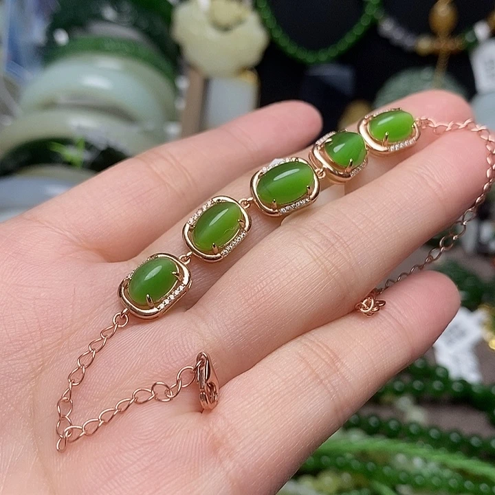 和田玉银S925镶嵌手链