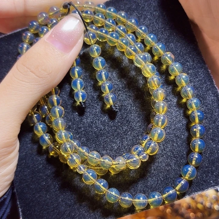 蓝珀未镶嵌珠宝奇石墨西哥蓝珀佛珠5