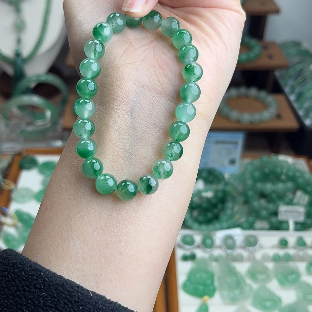 石英质玉（非洲翠）未镶嵌手串卡8mm