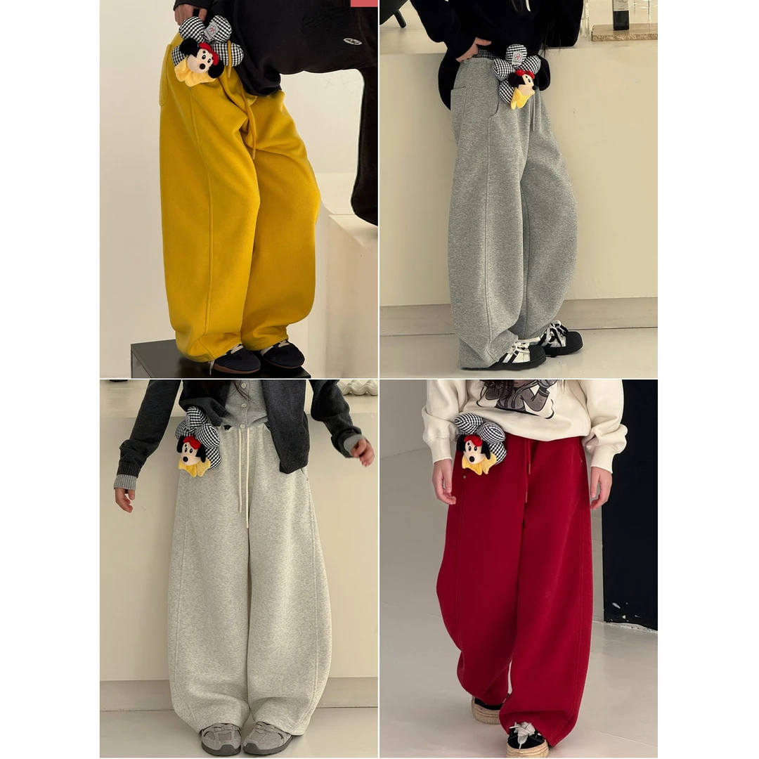 K30505韩系女童弯刀裤秋冬装2025新款儿童裤子加绒加厚宽松休闲裤
