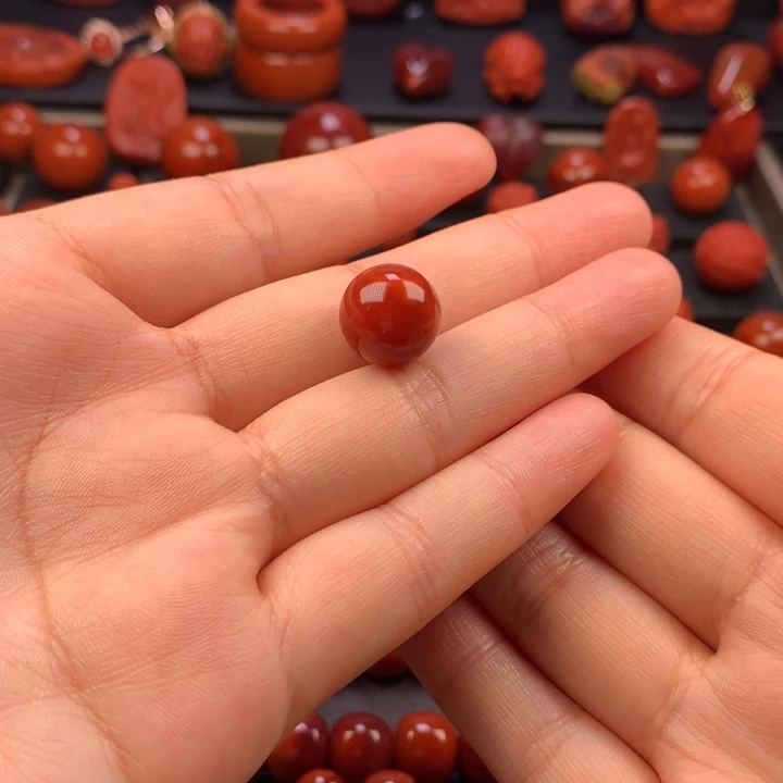 南红玛瑙未镶嵌圆珠单珠13mm