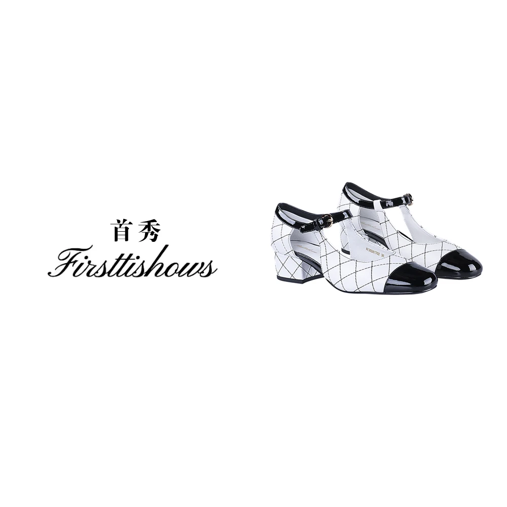 首秀·国奢【玛丽珍系列】小香风玛丽鞋女士菱脚腕带粗跟凉鞋617