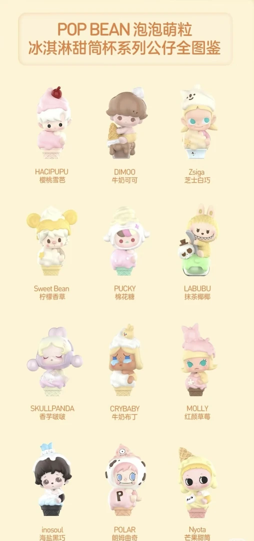 欧后五甜筒泡泡冰淇淋甜筒杯系列萌粒可爱潮玩盲袋