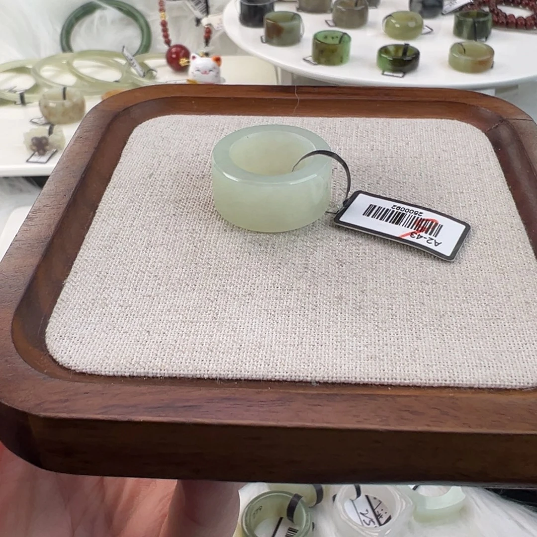 和田玉未镶嵌戒指w51奶白直切16.2不退换