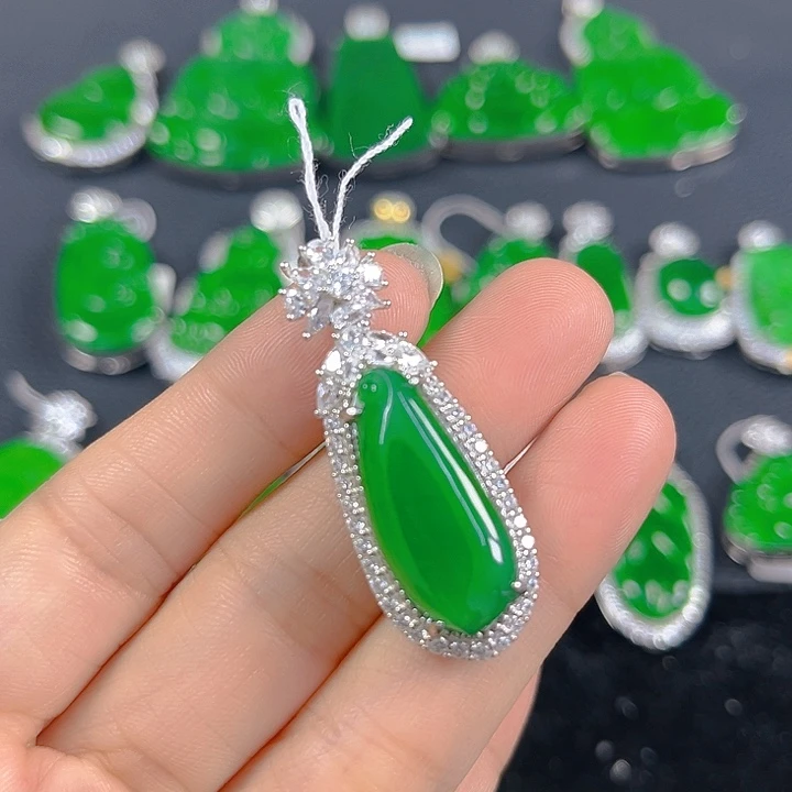 翡翠银S925镶嵌吊坠(不含链)