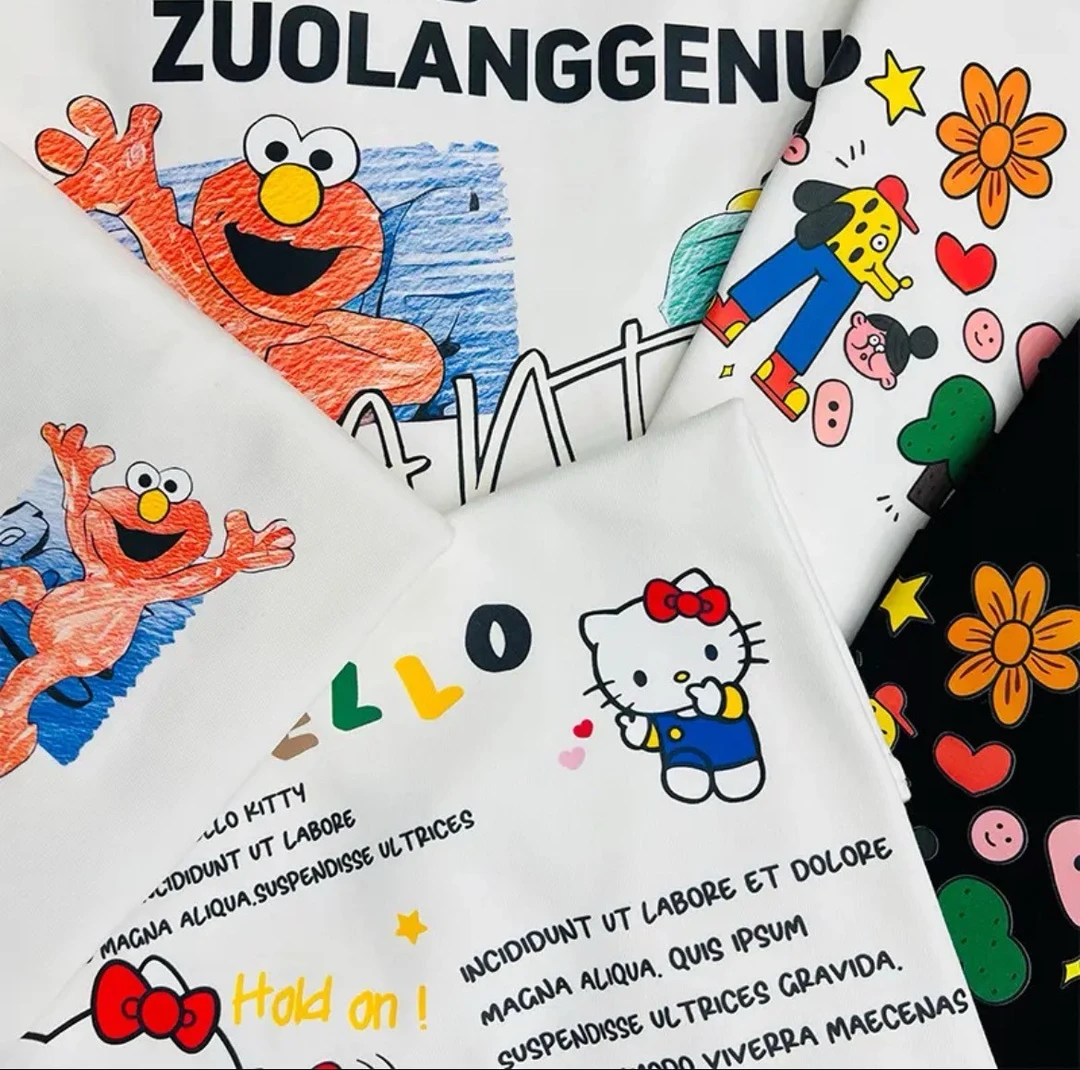 【A020-A433】夏季新款短袖T恤女宽松休闲印花半袖上衣服佐朗格奴