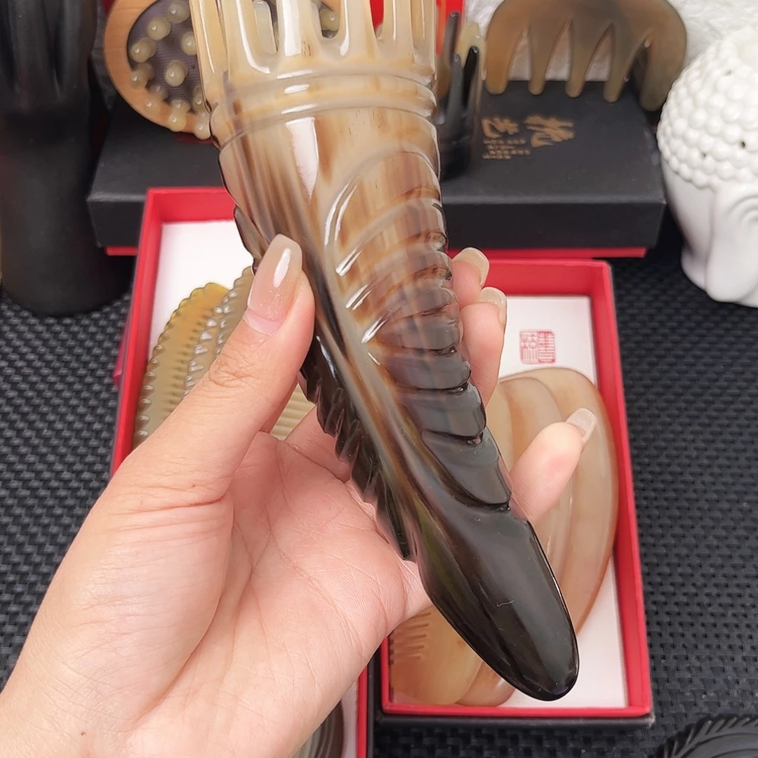 纯手工制作纯牛角梳子