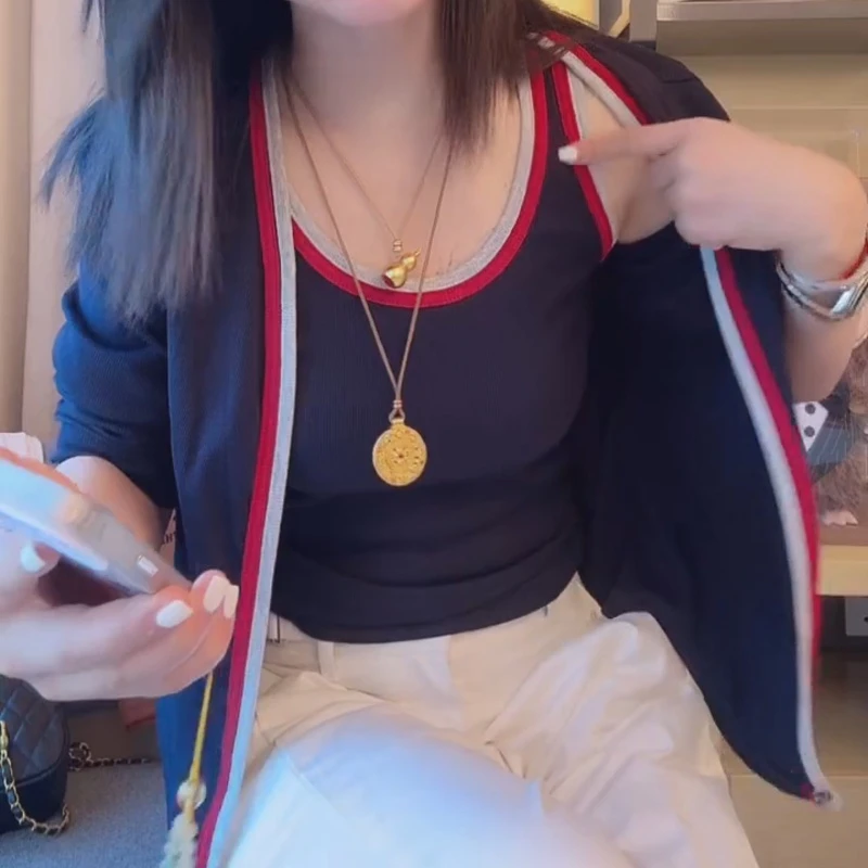 2025早秋新款拼色两件套百搭长袖上衣LK2505248-1