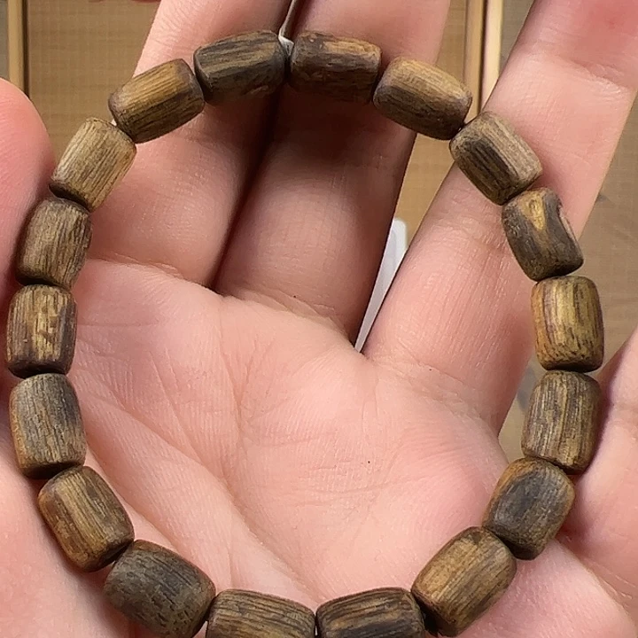 手串沉香乌身桶珠单圈