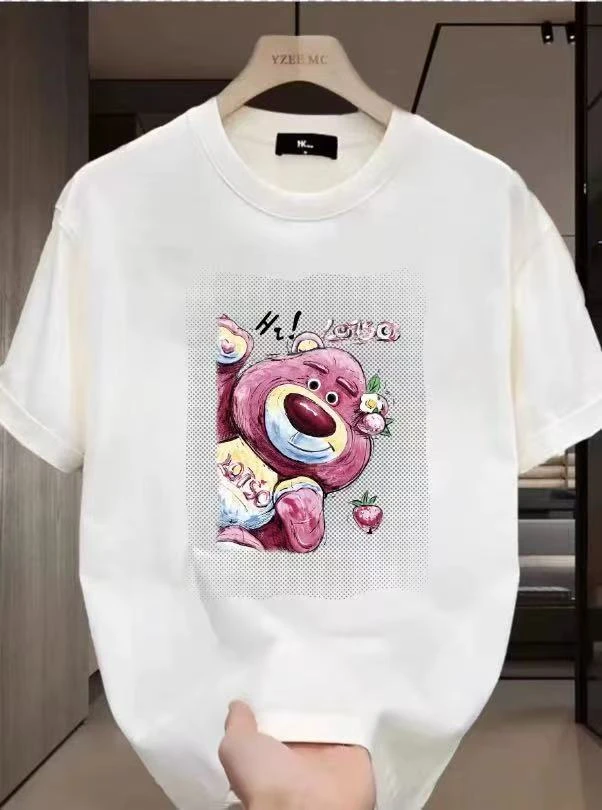 5366时尚简约百搭宽松美式潮流圆领韩版印花纯棉休闲T恤男女同款