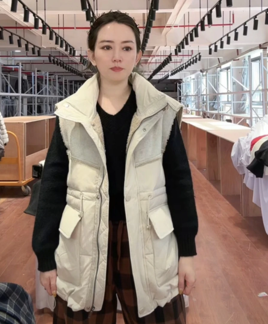 668-1215/1222 /1180 时尚立领拼接收腰马甲