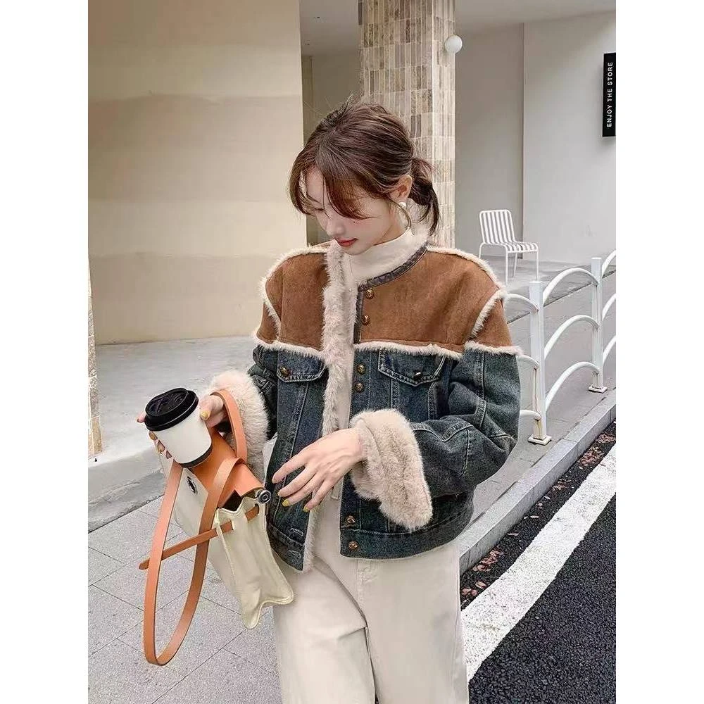 时尚加厚拼接牛仔外套ZBW32549衣长53