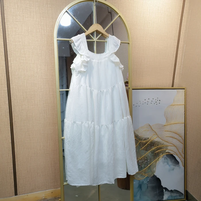 CN65孕妇白色连衣裙XL110-140 XXL150