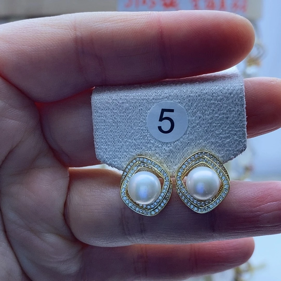 淡水珍珠耳饰银S925镶嵌