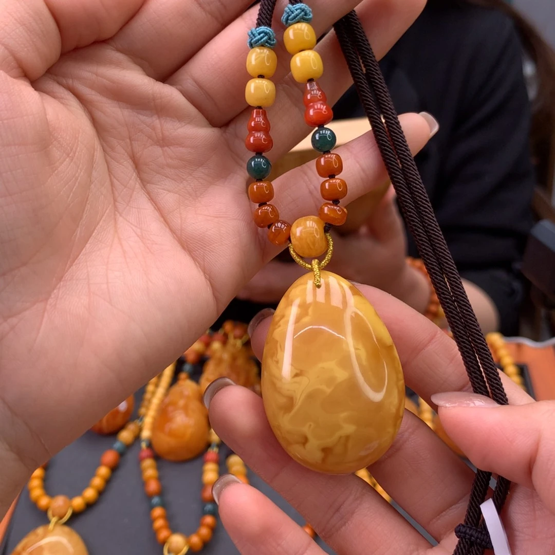 蜜蜡颈饰未镶嵌水滴