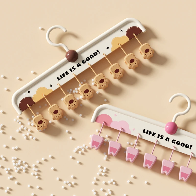 猫爪袜子夹多夹子晾衣架联排挂架无痕防滑晾晒架内衣内裤收纳神器