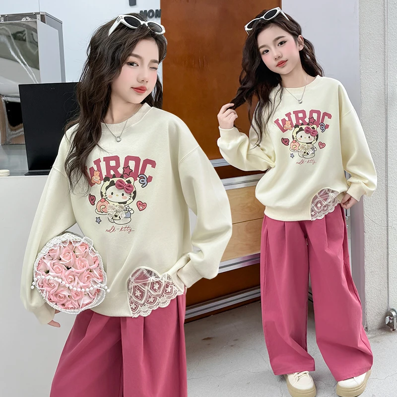 女童套装春款2025新款独特洋气时髦女童装女孩春装休闲卫衣两件套