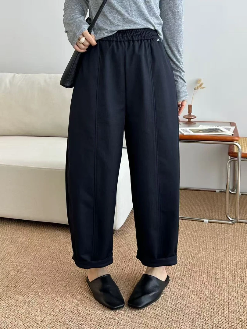 欧洲站欧货时尚显瘦九分裤适中老钱风透气秋季休闲裤百搭秋冬宽松