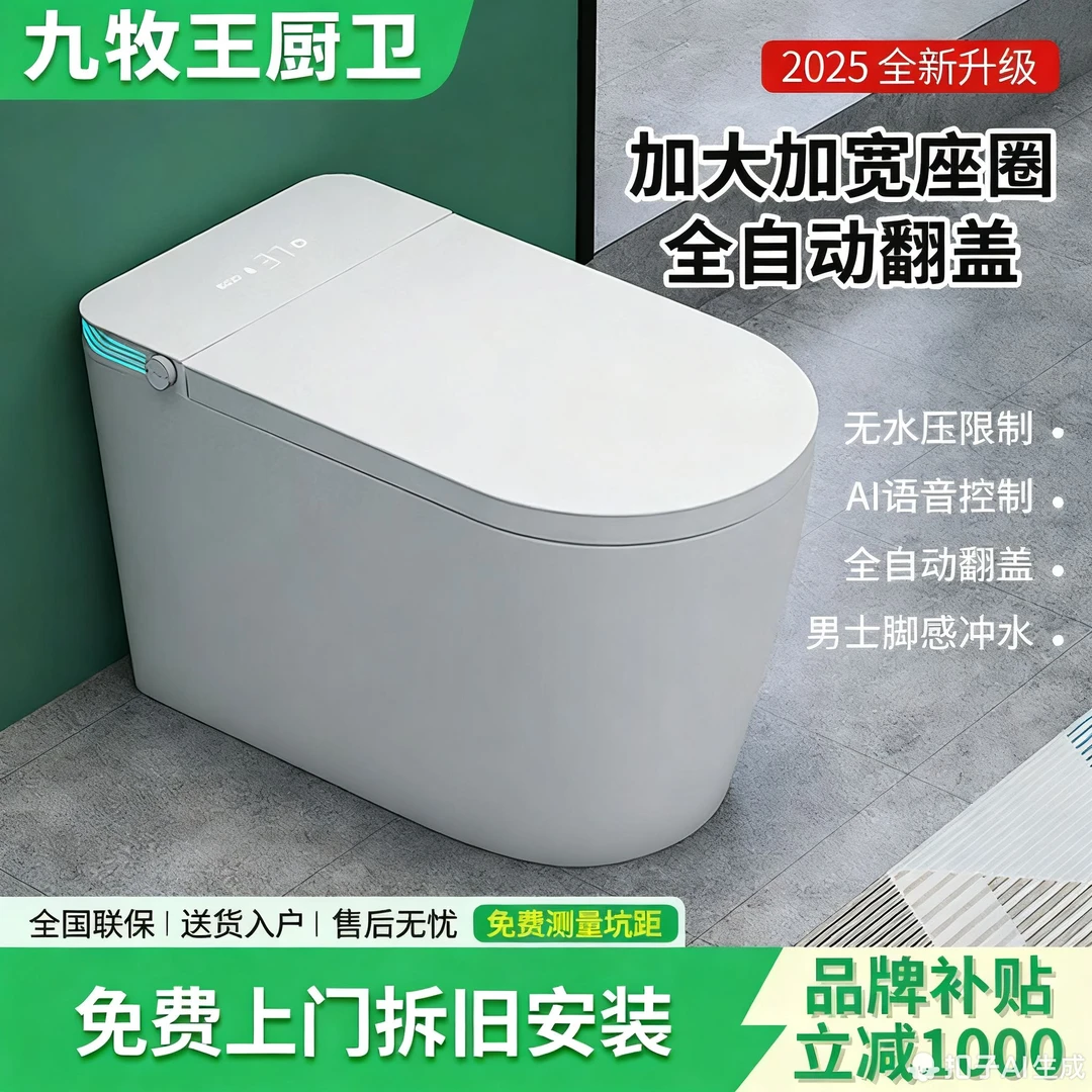 JOMOW 九牧王(广东)有限公司智能马桶无水压限制座便器大座圈加大