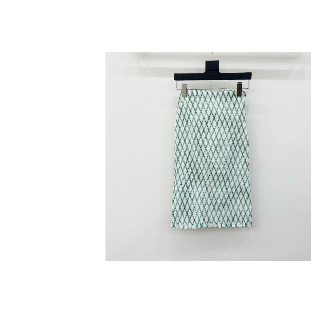 JIAYE CHAN优雅精致菱格纹浅绿修身半身裙