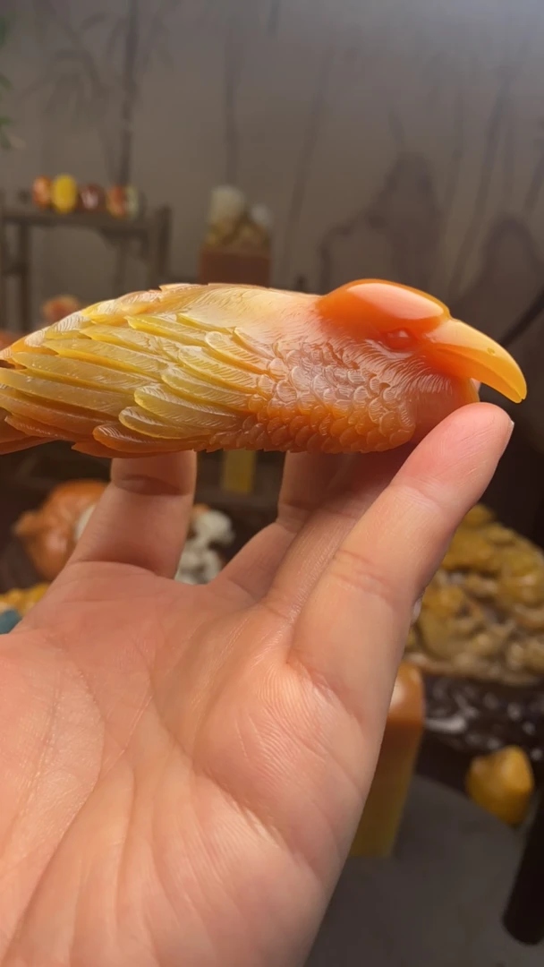 寿山石，五彩芙蓉，雅文富贵鸟