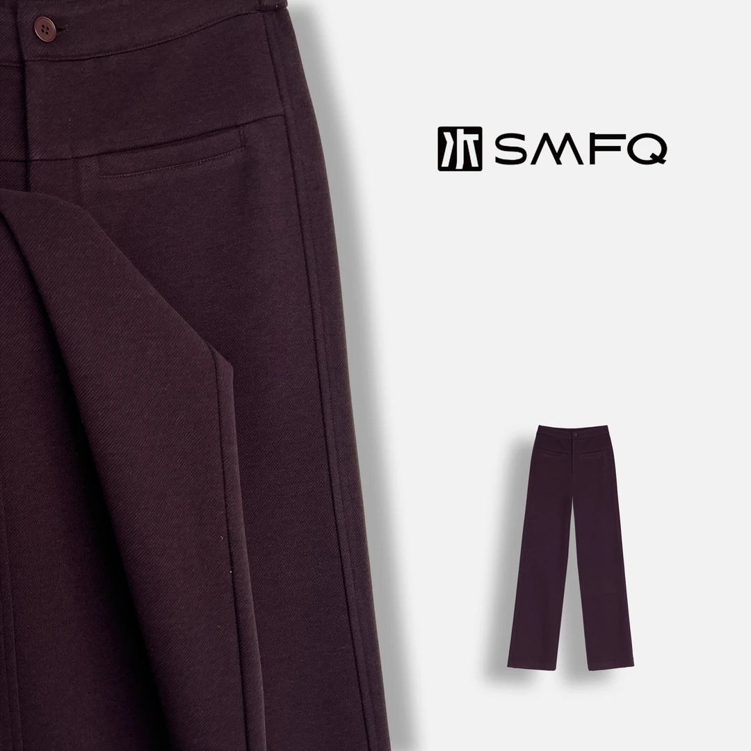 水木夫妻“暴瘦小达人”挺括垂顺铜氨绵羊毛加绒直筒裤SMFQ2665