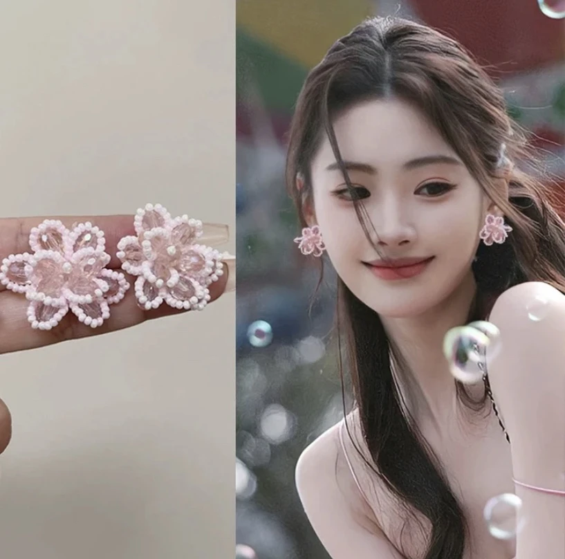 铜合金耳饰 甜美花朵耳夹女士2025新款爆款高级感耳钉轻奢气质