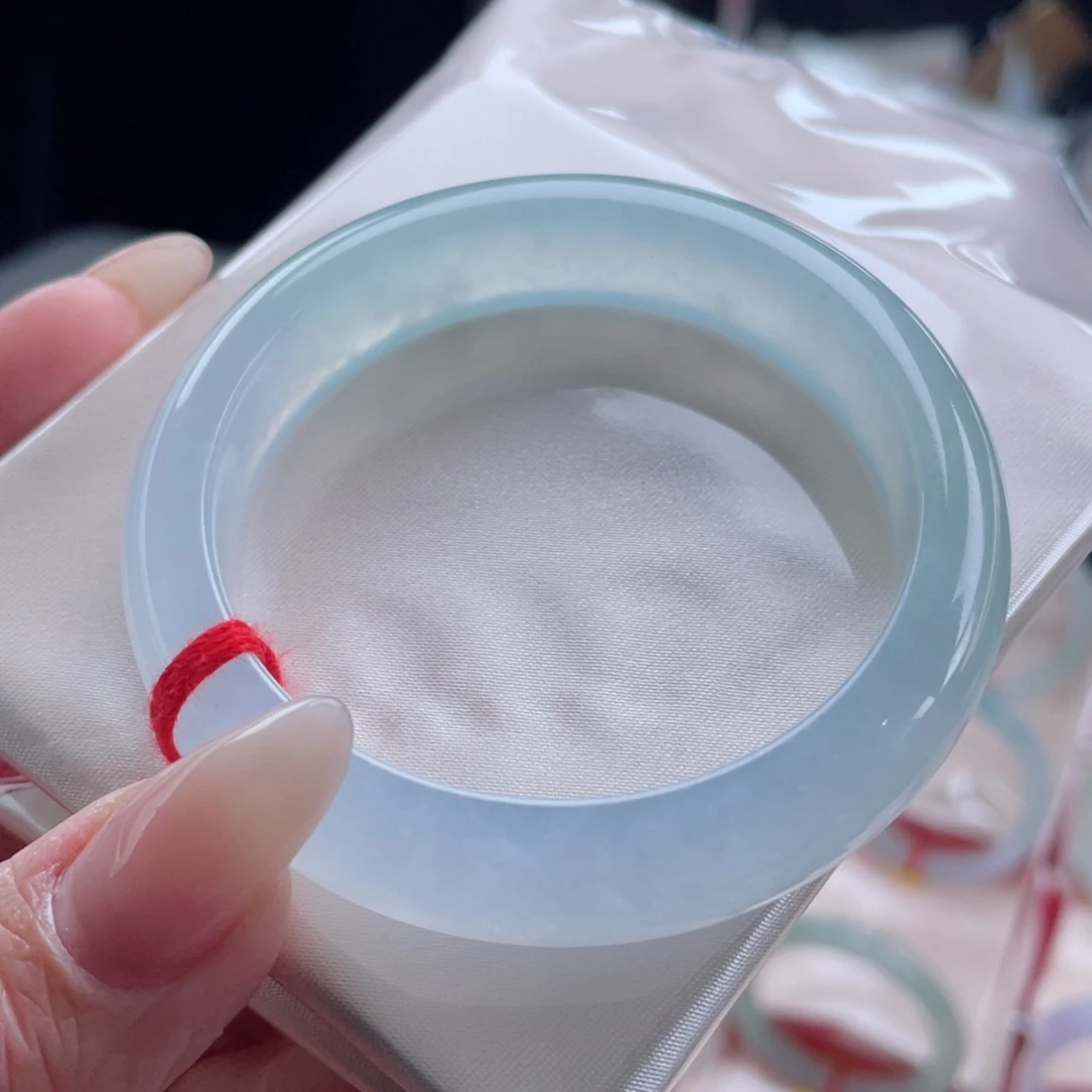 未镶嵌手镯翡翠53.2圈 半山水 海的女儿 荧光棒 18号