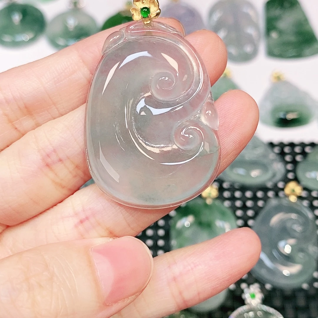 吊坠(不含链)18K金镶嵌翡翠