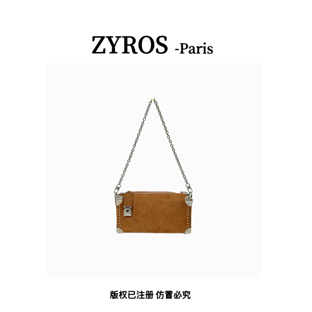 ZYROS/秋冬新款棕色轻奢潮流时尚百搭手拎斜挎精致盒子包女Z565