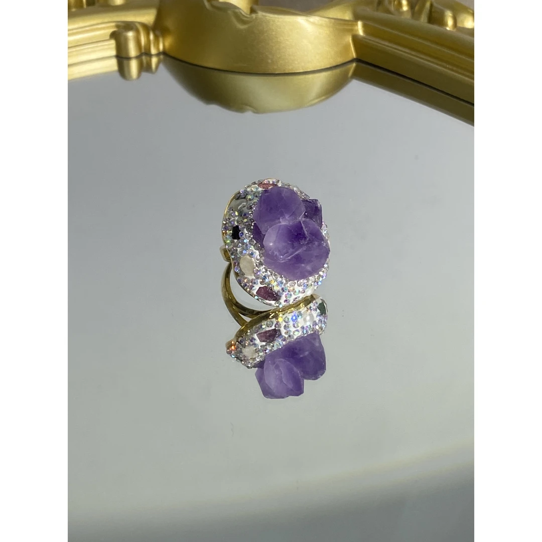 铜合金合成锆石戒指 TTSD 紫色时尚潮流百搭款戒指 275