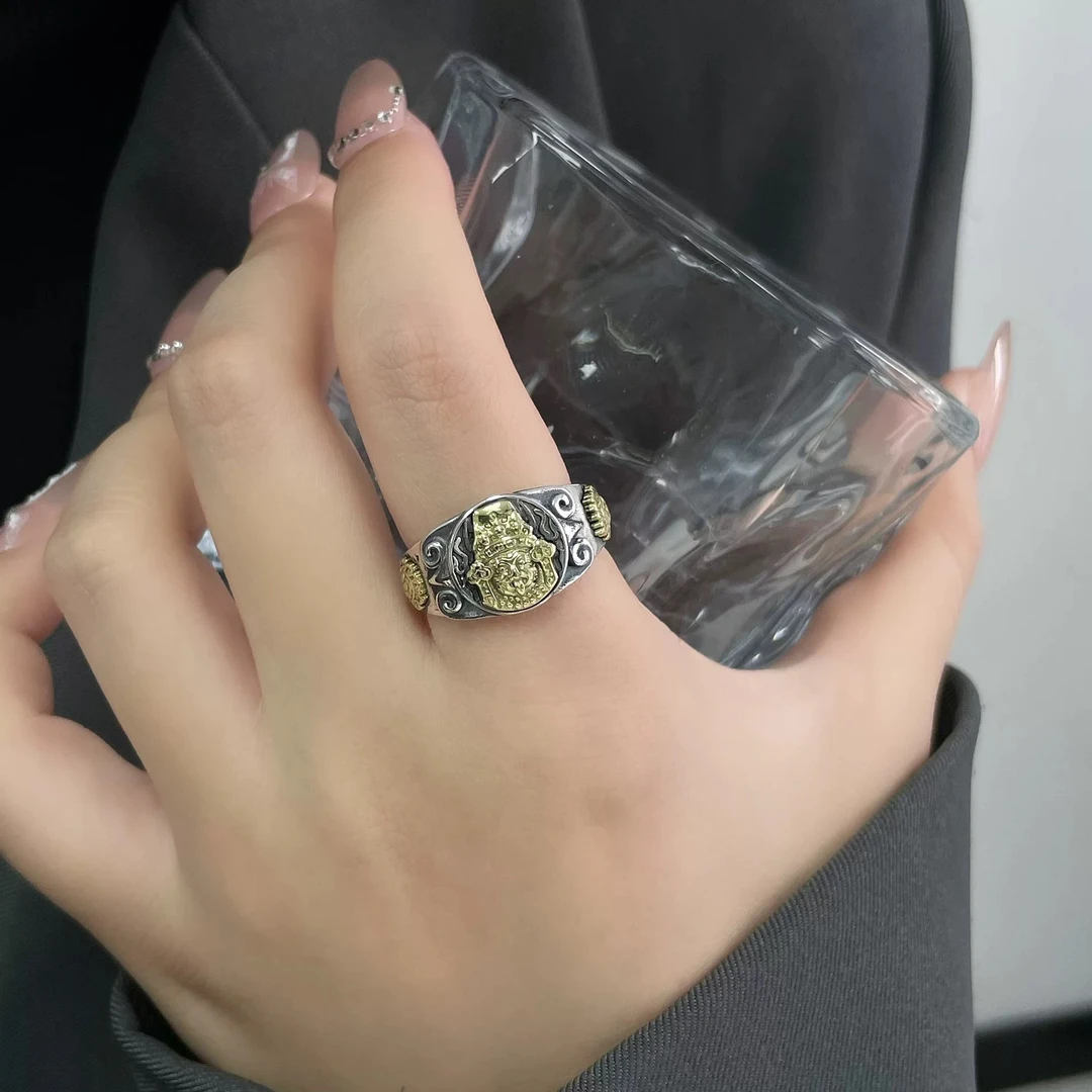足银戒指 扎基拉姆戒指足银990民族风国潮纯银戒指男女轻奢高级感