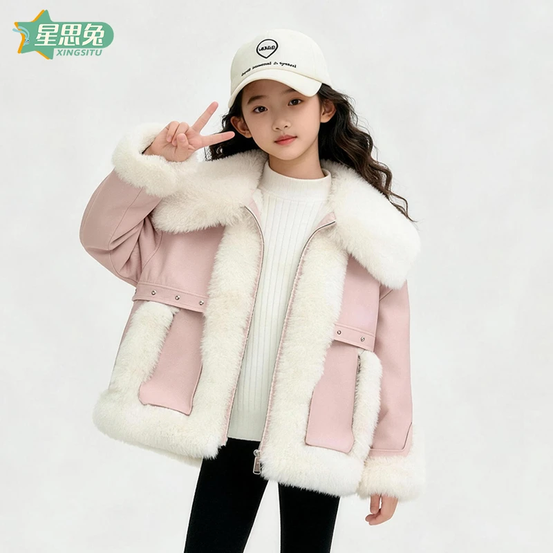 <星思兔>厚款女冬季普通外套女童格子外套儿童
