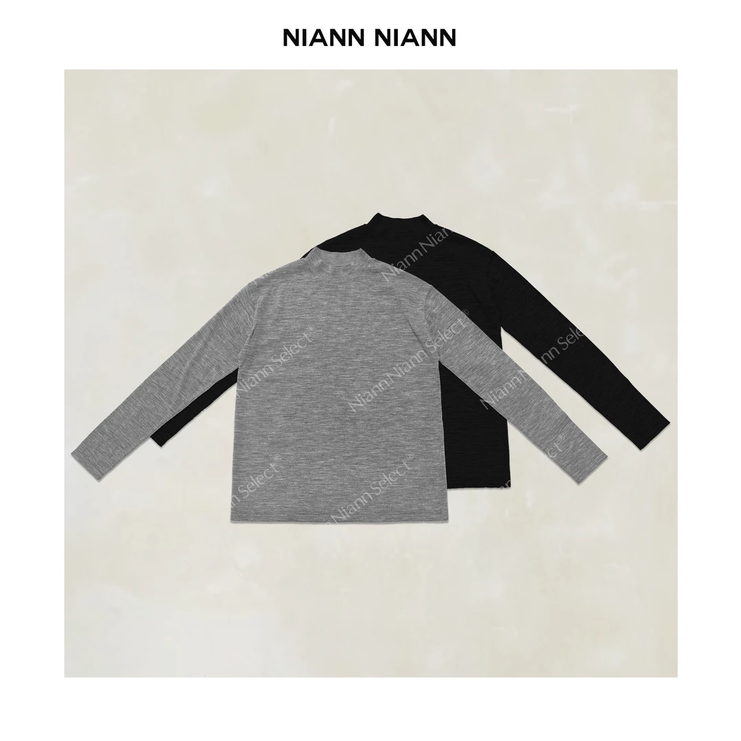 NiannNiann 新品女装基础半高领显瘦超细美丽诺羊毛打底衫16185