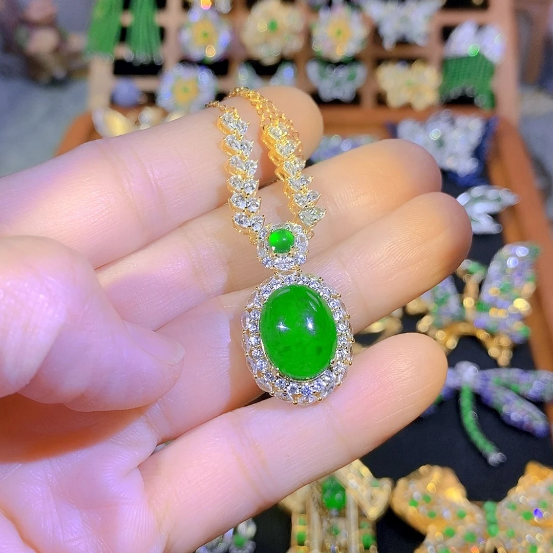 银S925镶嵌挂件翡翠