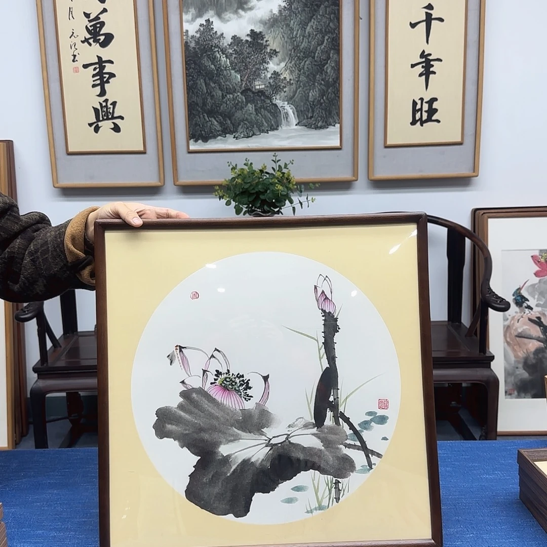国画徐然水墨荷花52*52