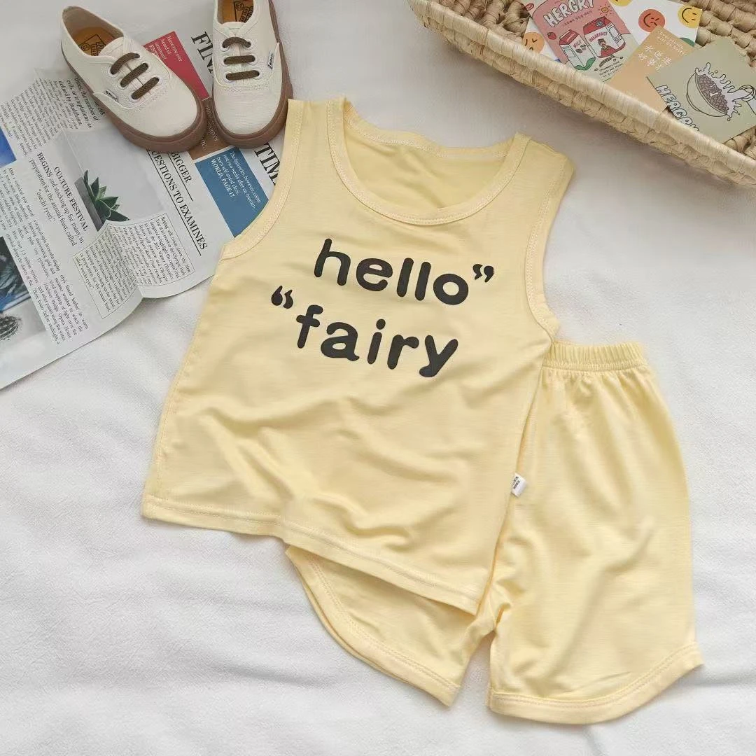 新款儿童莫代尔背心短裤套装夏季空调宝宝家居外穿