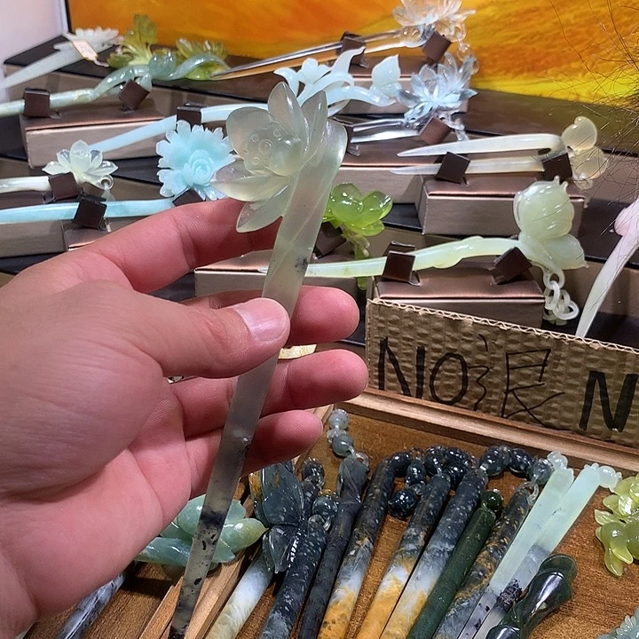 蛇纹石玉合金发饰
