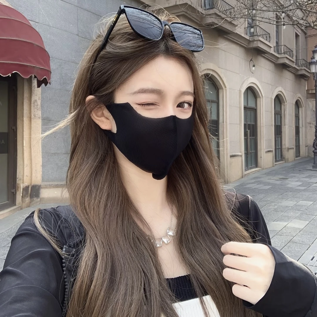 【阿敲】A1169夏季防紫外线防晒面罩冰感口罩透气亲肤抗菌-麦穗头饰