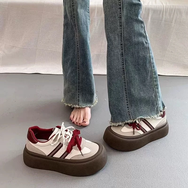 厚底德训鞋女2025新款春季百搭增高学生板鞋休闲爆款小众鞋子7635