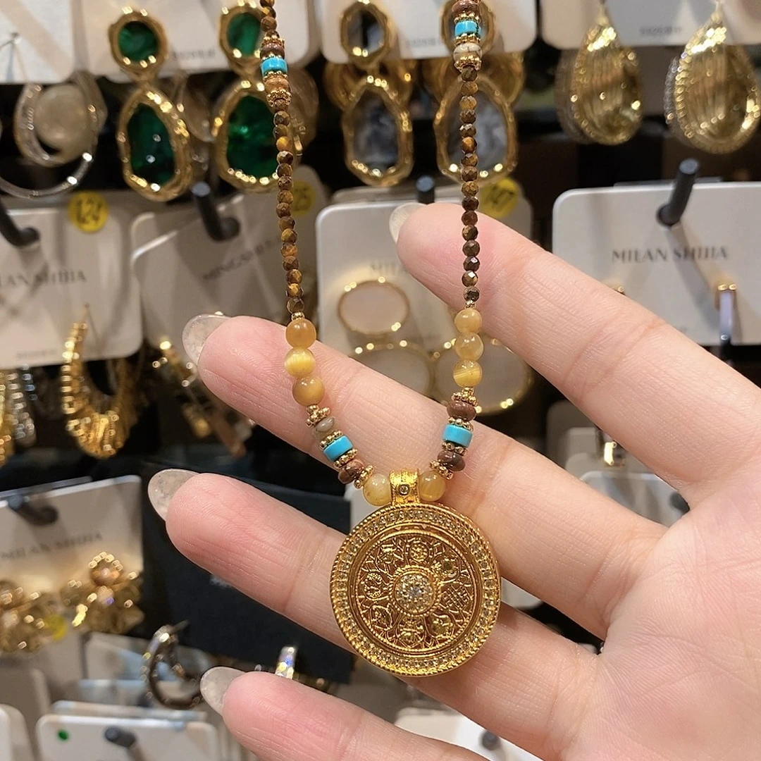 铜合金925银圆盘项链