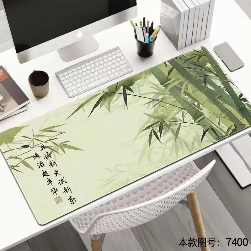 新款新中式国风山水超大号电脑鼠标垫防滑耐脏游戏专用书桌键盘垫